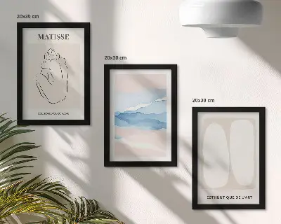 Matisse abstract forms triptych framed wall art with delicate colors