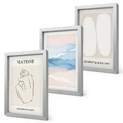Matisse abstract forms triptych framed wall art with delicate colors