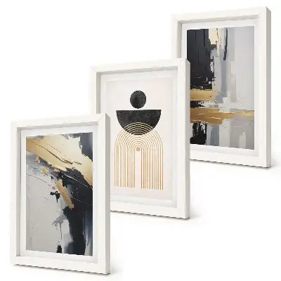 Framed triptych Geometry abstract elegant composition