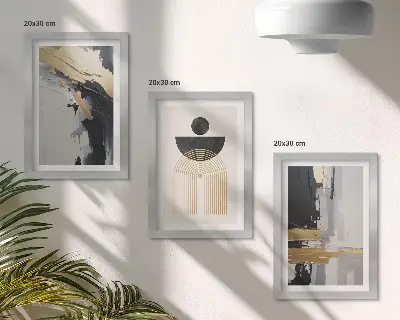 Framed triptych Geometry abstract elegant composition