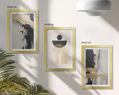 Framed triptych Geometry abstract elegant composition