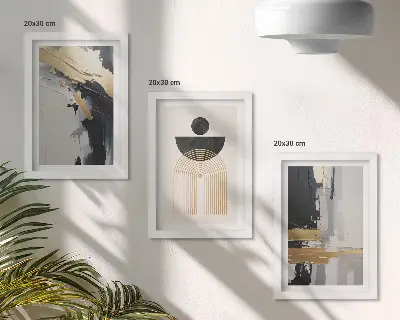 Geometry abstract elegant composition framed triptych