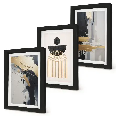 Framed triptych Geometry abstract elegant composition