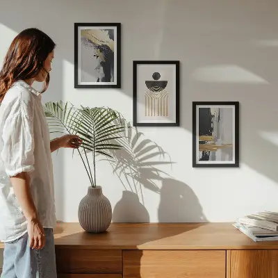 Geometry abstract elegant composition framed triptych