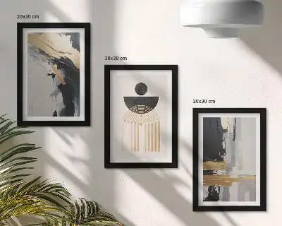 Framed triptych Geometry abstract elegant composition