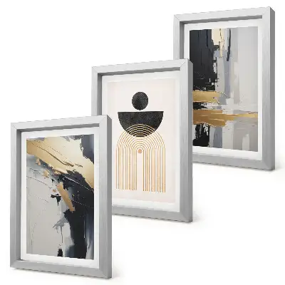Geometry abstract elegant composition framed triptych