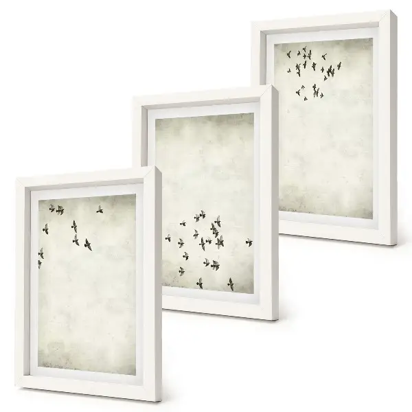 3-piece wall art set A minimalist painting of flying birds