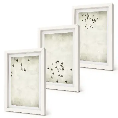 3-piece wall art set A minimalist painting of flying birds