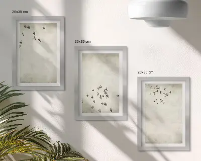 3-piece flying birds wall art set minimalist painting