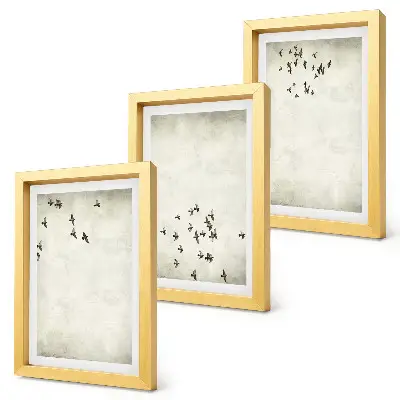 3-piece wall art set A minimalist painting of flying birds