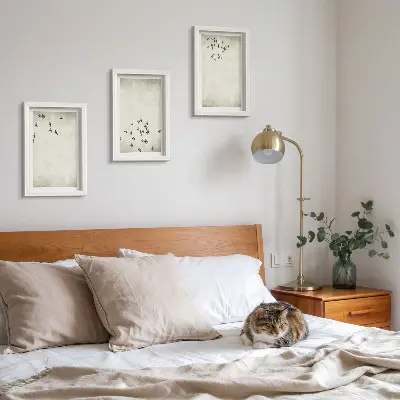3-piece wall art set A minimalist painting of flying birds