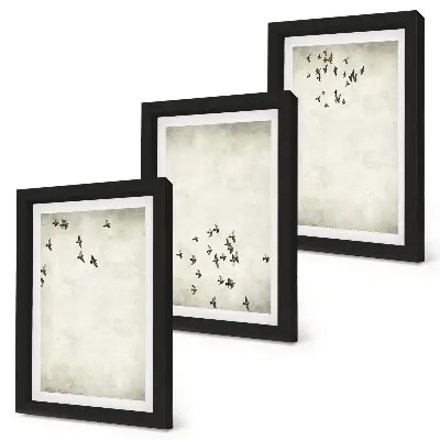 3-piece wall art set A minimalist painting of flying birds