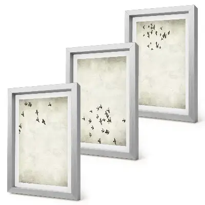 3-piece wall art set A minimalist painting of flying birds