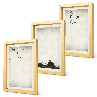 Photo frame wall gallery set minimalist flying flock of birds design
