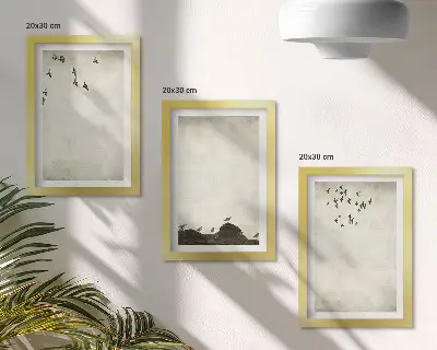 Photo frame wall Flying flock of birds minimalist style