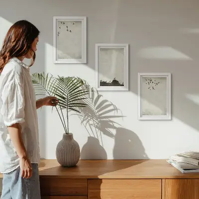 Photo frame wall gallery set minimalist flying flock of birds design