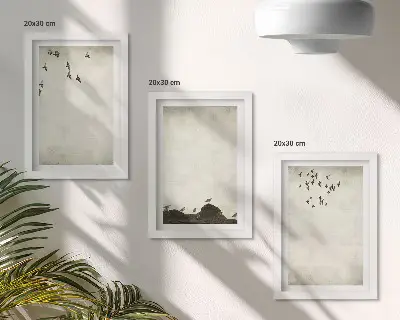 Photo frame wall Flying flock of birds minimalist style