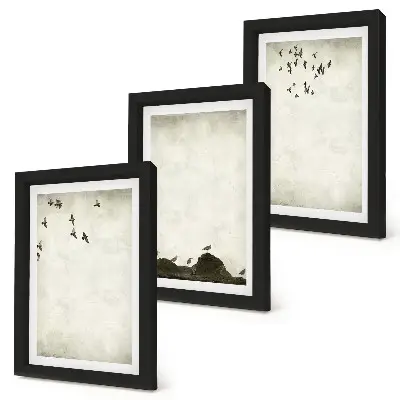 Photo frame wall Flying flock of birds minimalist style