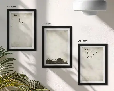 Photo frame wall gallery set minimalist flying flock of birds design