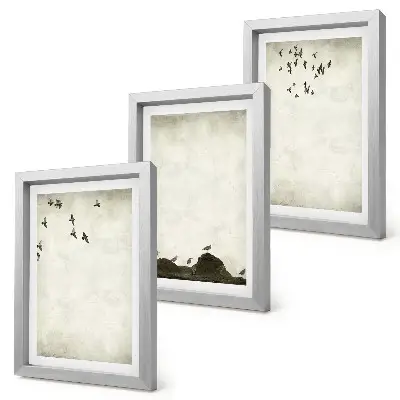 Photo frame wall Flying flock of birds minimalist style
