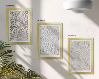 3-Piece Wall Art Set patterns in the sand with linear geometric structures