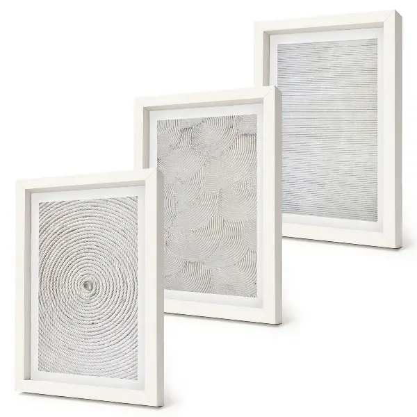 Geometric modern cardboard wall art framed triptych set