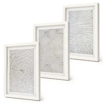 Geometric modern cardboard wall art framed triptych set
