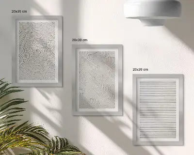 Geometric modern cardboard wall art framed triptych set