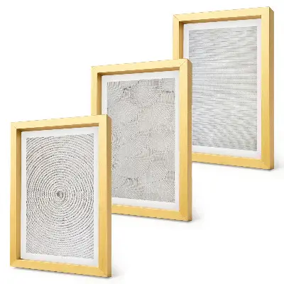 Geometric modern cardboard wall art framed triptych set