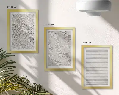 Geometric modern cardboard wall art framed triptych set