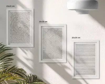 Geometric modern cardboard wall art framed triptych set