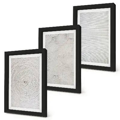 Geometric modern cardboard wall art framed triptych set