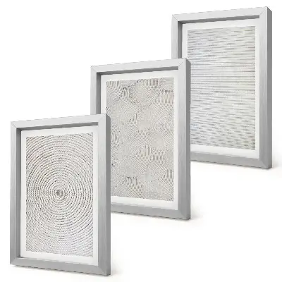 Geometric modern cardboard wall art framed triptych set