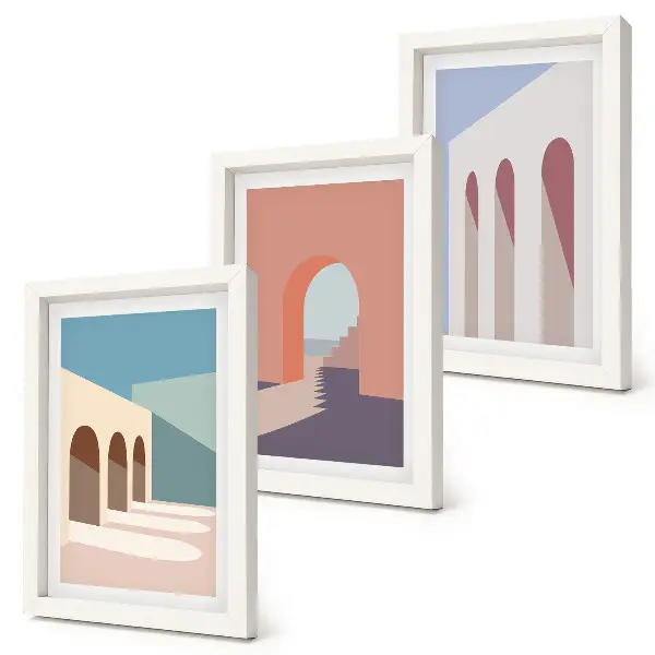 Photo frame wall set pastel minimalist urban architecture prints