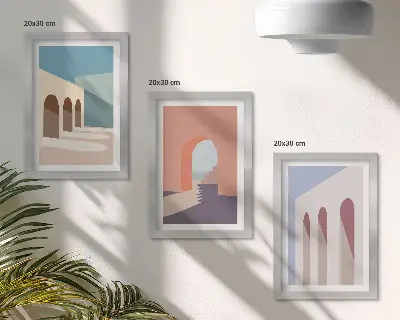 Photo frame wall set pastel minimalist urban architecture prints