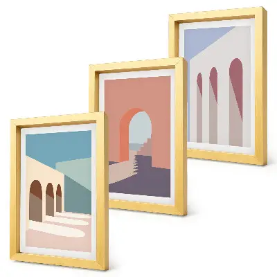 Photo frame wall set pastel minimalist urban architecture prints