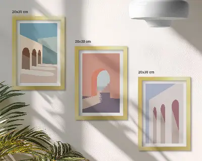 Photo frame wall set pastel minimalist urban architecture prints