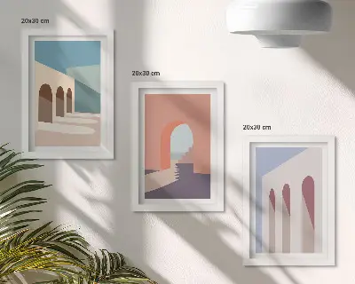 Photo frame wall set pastel minimalist urban architecture prints