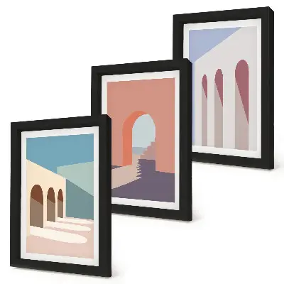 Photo frame wall set pastel minimalist urban architecture prints