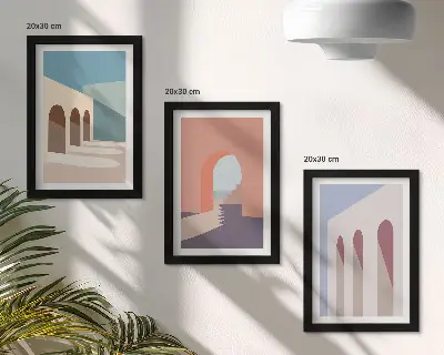 Photo frame wall set pastel minimalist urban architecture prints