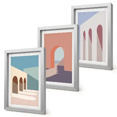 Photo frame wall set pastel minimalist urban architecture prints