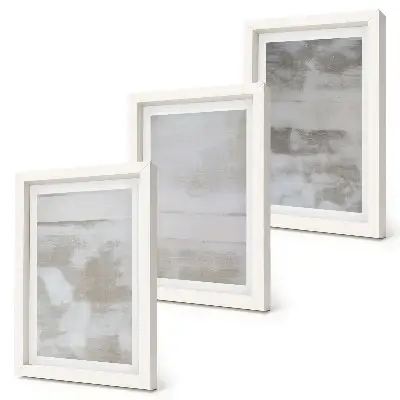 Modern industrial style triptych wall art with worn textures