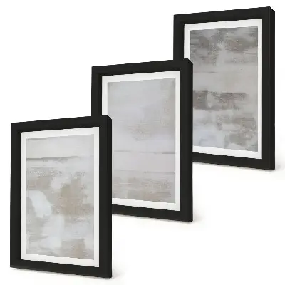 Modern industrial style triptych wall art with worn textures