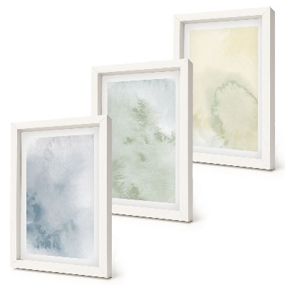 3-piece wall art set Pastel watercolor paints on canvas texture