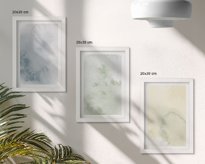 3-piece wall art set Pastel watercolor paints on canvas texture