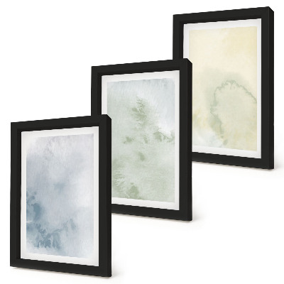 3-piece wall art set Pastel watercolor paints on canvas texture