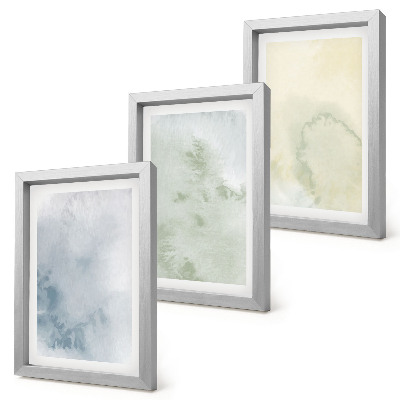 3-piece wall art set Pastel watercolor paints on canvas texture