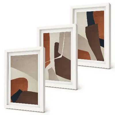 Photo frame wall with modern structural shape abstractions
