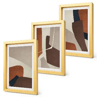 Photo frame wall with modern structural shape abstractions