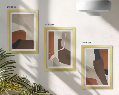 Photo frame wall with modern structural shape abstractions